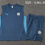 Entrenamiento Sin Mangas Conjunto Completo Manchester City 2024 2025 Gris Azul