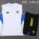 Entrenamiento Sin Mangas Conjunto Completo Manchester United 2025 2026 Blanco Negro Amarillo