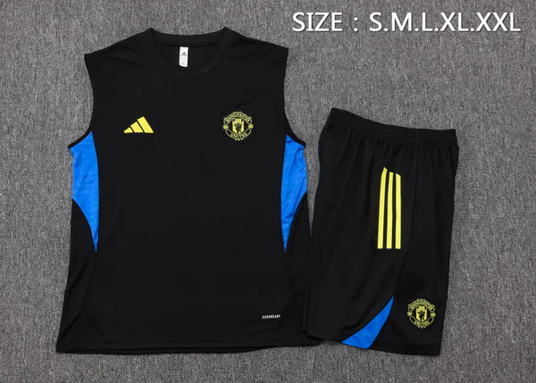 Entrenamiento Sin Mangas Conjunto Completo Manchester United 2025 2026 Negro Amarillo Manchester United Conjunto 2025 2026 Negro - Maglia Manchester United | tiendasdefutboles