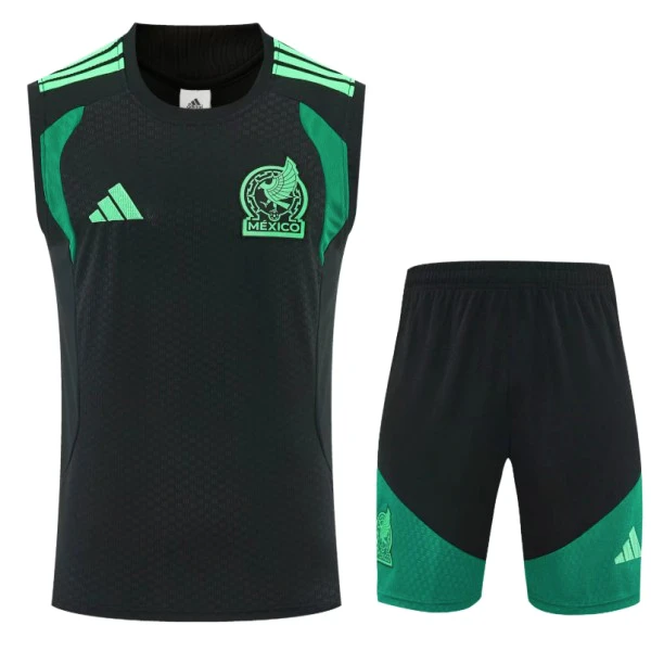 Entrenamiento Sin Mangas Conjunto Completo México 2026 Verde Negro México Conjunto 2026 Verde - México Barata | tiendasdefutboles