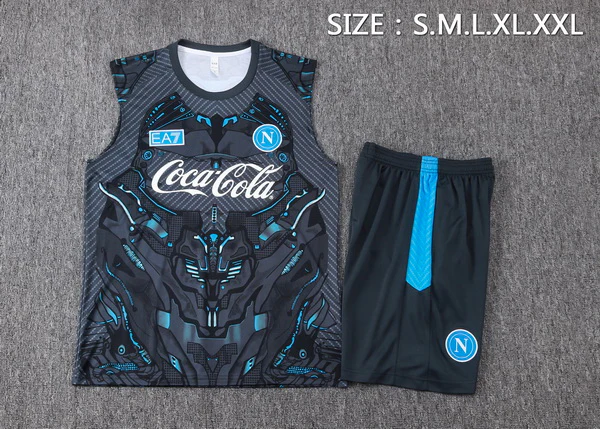 Entrenamiento Sin Mangas Conjunto Completo Napoli 2025 2026 Negro Azul SSC Napoli Conjunto 2025 2026 Negro - Ssc Napoli Equipacion | tiendasdefutboles