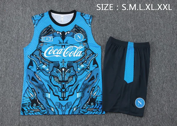 Entrenamiento Sin Mangas Conjunto Completo Napoli 2025 2026 Azul Negro SSC Napoli Conjunto 2025 2026 Azul - Ssc Napoli Equipacion | tiendasdefutboles