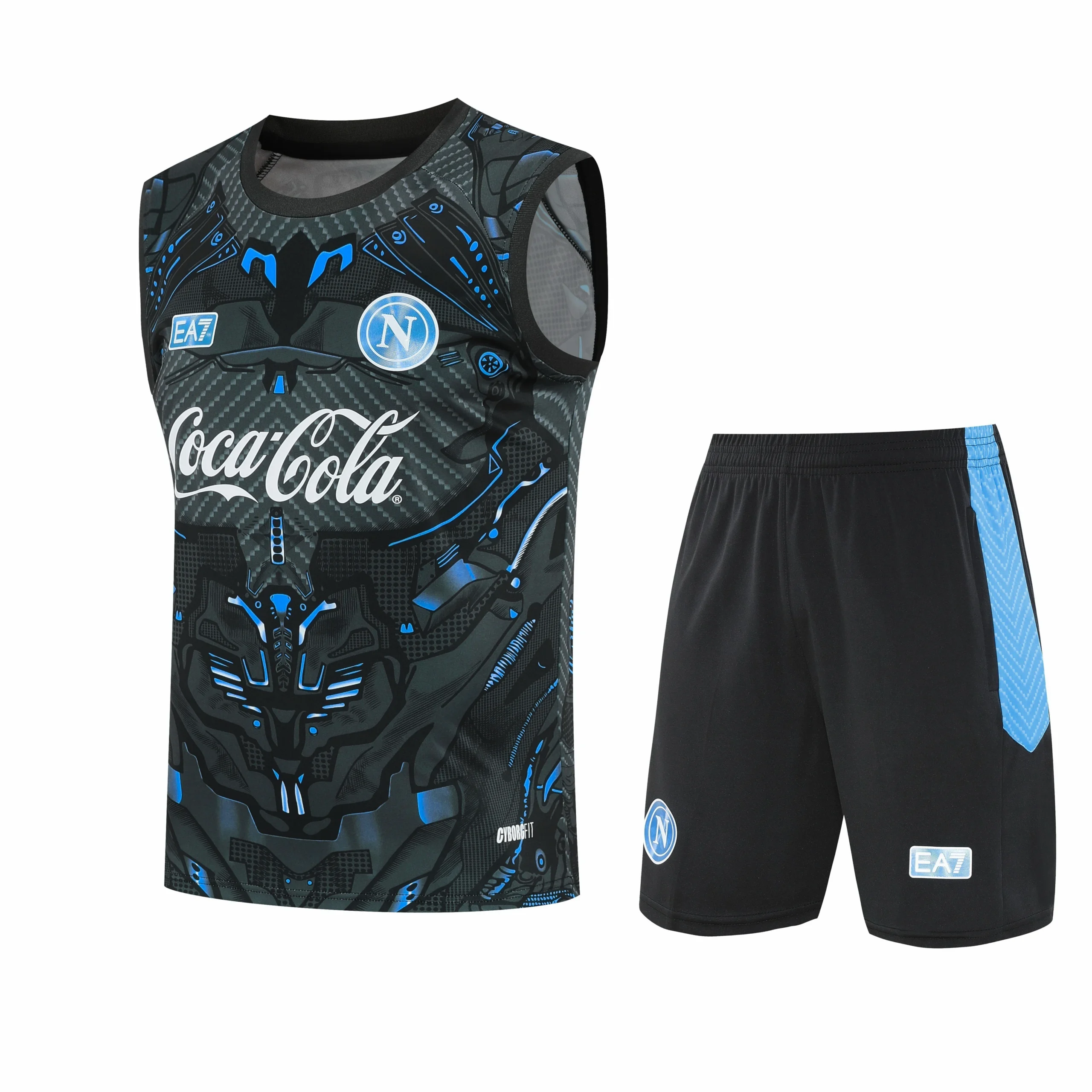 Entrenamiento Sin Mangas Conjunto Completo Napoli 2025 2026 Negro Azul SSC Napoli Conjunto 2025 2026 Negro - Ssc Napoli Equipacion | tiendasdefutboles