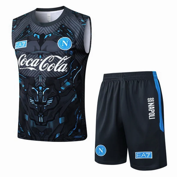 Entrenamiento Sin Mangas Conjunto Completo Napoli 2025 2026 Azul Negro SSC Napoli Conjunto 2025 2026 Azul - Ssc Napoli Equipacion | tiendasdefutboles