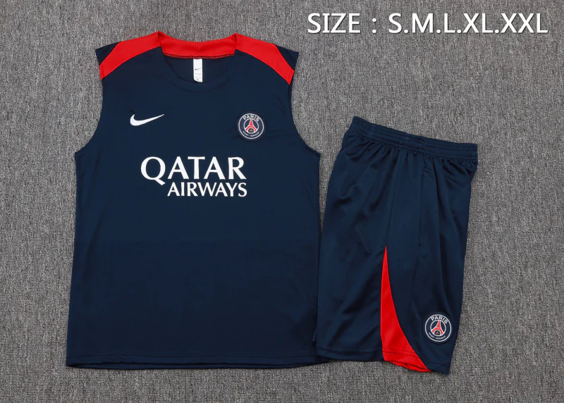 Entrenamiento Sin Mangas Conjunto Completo Paris Saint Germain 2025 2026 Azul Marino Rojo Paris Saint Germain Conjunto 2025 2026 Azul - Maglia Paris Saint Germain | tiendasdefutboles