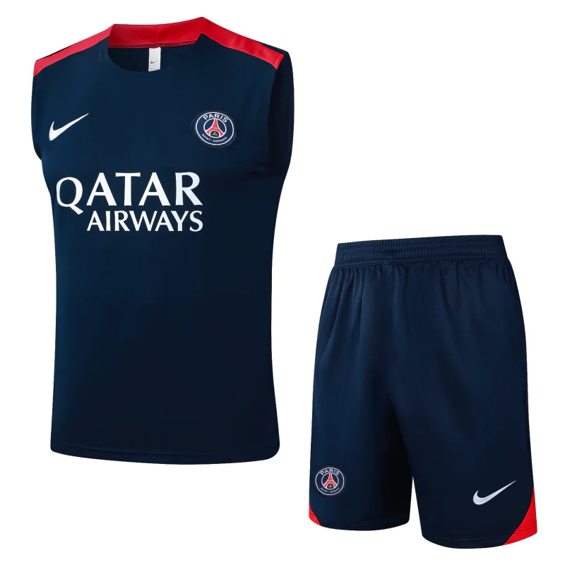 Entrenamiento Sin Mangas Conjunto Completo Paris Saint Germain 2025 2026 Azul Marino Rojo Paris Saint Germain Conjunto 2025 2026 Azul - Maglia Paris Saint Germain | tiendasdefutboles