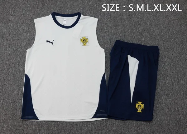 Entrenamiento Sin Mangas Conjunto Completo Portugal 2026 Blanco Azul Portugal Conjunto 2026 Blanco - Portugal Barata | tiendasdefutboles