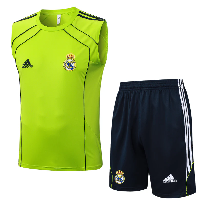 Entrenamiento Sin Mangas Conjunto Completo Real Madrid 2025 2026 Verde Negro Real Madrid Conjunto 2025 2026 Verde - Maglia Real Madrid | tiendasdefutboles