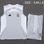 Entrenamiento Sin Mangas Conjunto Completo Real Madrid 2025 2026 Gris Blanco