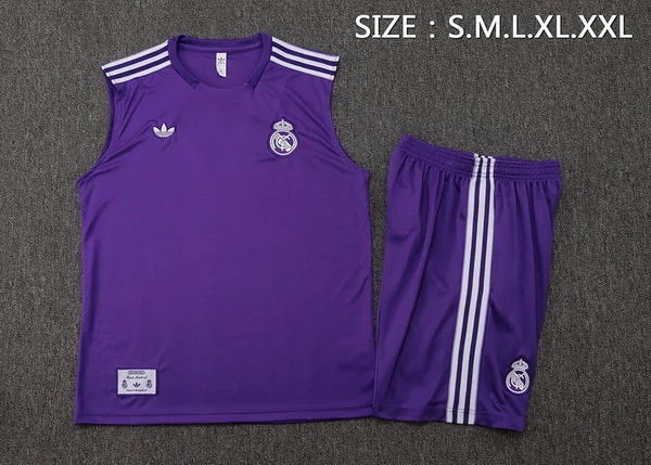 Entrenamiento Sin Mangas Conjunto Completo Real Madrid 2025 2026 Purpura Real Madrid Conjunto 2025 2026 Púrpura - Maglia Real Madrid | tiendasdefutboles
