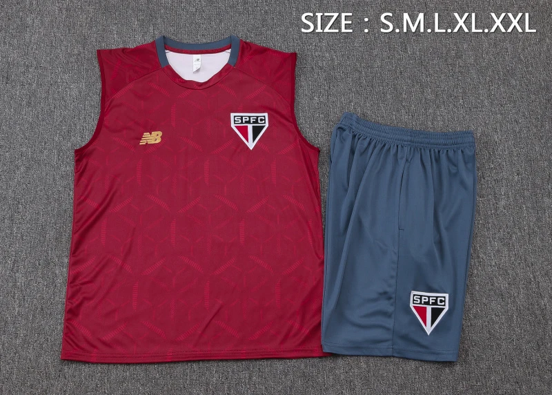 Entrenamiento Sin Mangas Conjunto Completo São Paulo 2025 2026 Rojo Gris São Paulo Conjunto 2025 2026 Rojo - Maglia Sao Paulo | tiendasdefutboles