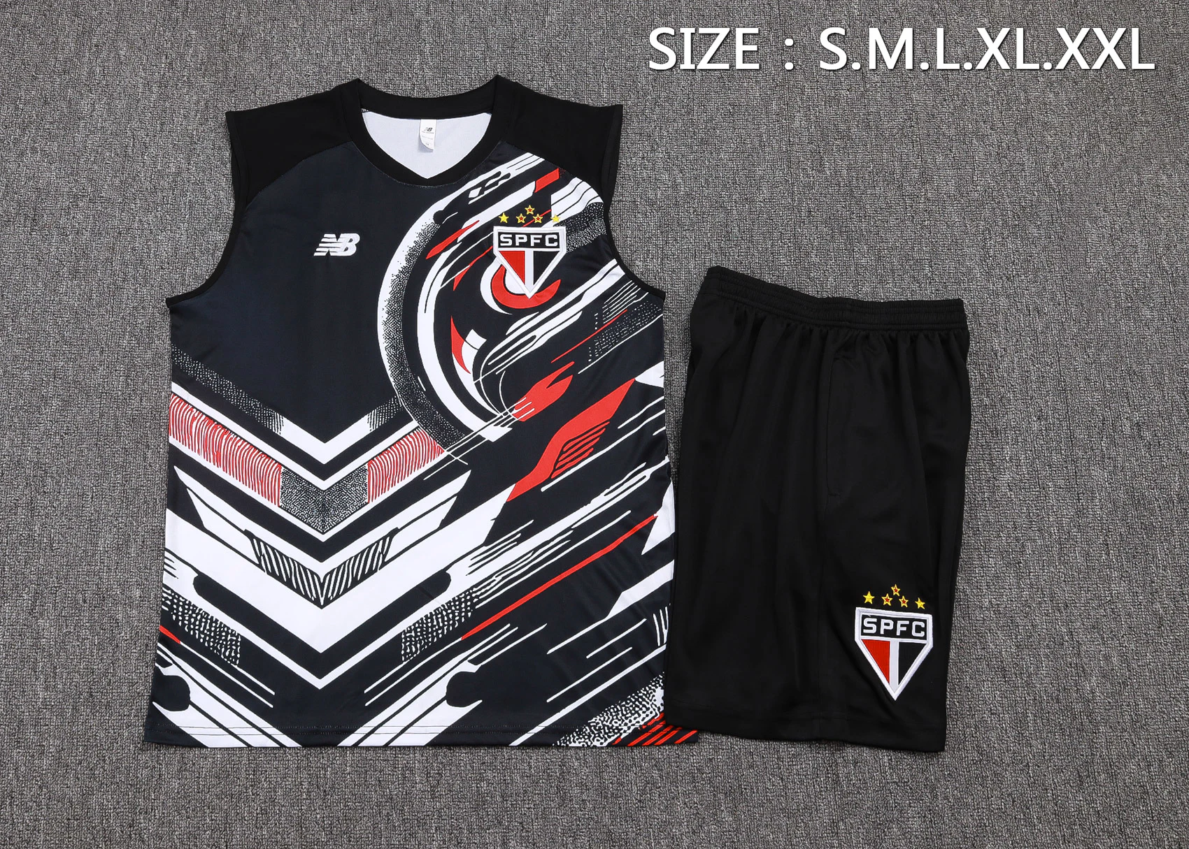 Entrenamiento Sin Mangas Conjunto Completo São Paulo 2025 2026 Negro Rojo São Paulo Conjunto 2025 2026 Negro - Maglia Sao Paulo | tiendasdefutboles
