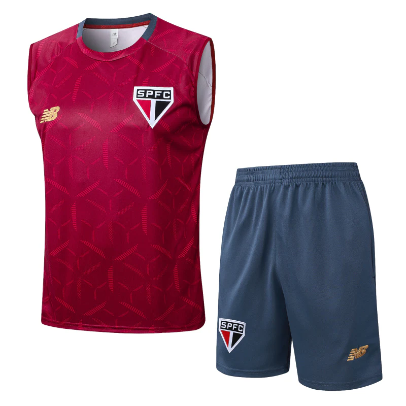 Entrenamiento Sin Mangas Conjunto Completo São Paulo 2025 2026 Rojo Gris São Paulo Conjunto 2025 2026 Rojo - Maglia Sao Paulo | tiendasdefutboles