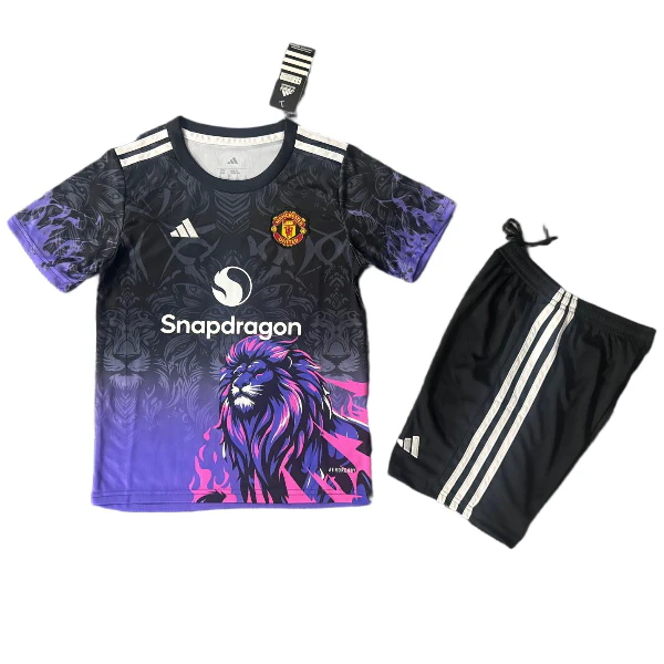 Especial Conjunto De Niños Manchester United 2025 2026 Purpura Negro Manchester United Niños Conjunto 2025 2026 Especial Púrpura - Equipacion Manchester United Niños | tiendasdefutboles