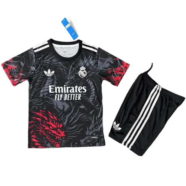 Especial Conjunto De Niños Real Madrid 2025 2026 Negro Rojo Real Madrid Niños Conjunto 2025 2026 Especial Negro - Tuta Real Madrid Niños | tiendasdefutboles