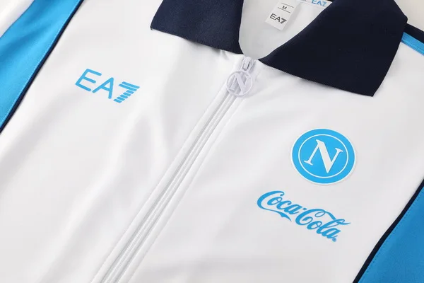 Ropa Deportiva Con Cremallera Larga Napoli 2025 2026 Blanco II Azul SSC Napoli Chándal 2025 2026 Blanco - Ssc Napoli Equipacion | tiendasdefutboles