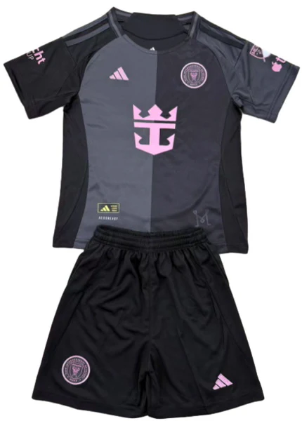 Segunda Conjunto De Niños Inter Miami 2025 2026 Negro Inter Miami Niños Conjunto 2025 2026 Segunda Negro - Equipacion Inter Miami Niños | tiendasdefutboles