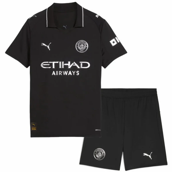 Segunda Conjunto De Niños Manchester City 2025 2026 Negro Manchester City Niños Conjunto 2025 2026 Segunda Negro - Equipacion Manchester City Niños | tiendasdefutboles