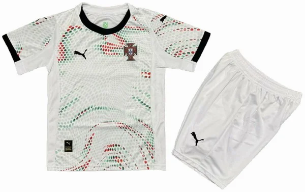 Segunda Conjunto De Niños Portugal 2025 Blanco Portugal Niños Conjunto 2025 Segunda Blanco - Equipacion Portugal Niños | tiendasdefutboles