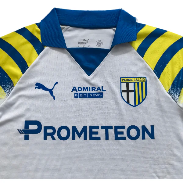 Tailandia Tercera Camiseta Parma 2025 2026 Blanco Azul Parma Camiseta 2025 2026 Tercera Blanca - Camiseta Real Madrid Parmalat | tiendasdefutboles