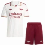 Tercera Conjunto De Niños Arsenal 2025 2026 Blanco Amarillo