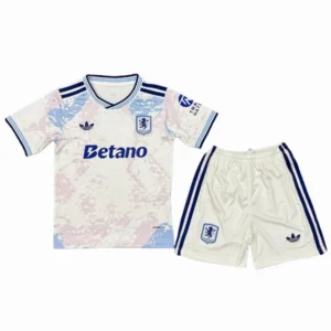 Aston Villa Niños Conjunto 2025 2026 Tercera Blanco - Tuta Aston Villa Niños | tiendasdefutboles