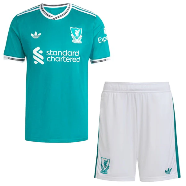 Tercera Conjunto De Niños Liverpool 2025 2026 Verde Liverpool Niños Conjunto 2025 2026 Tercera Verde - Equipacion Liverpool Niños | tiendasdefutboles