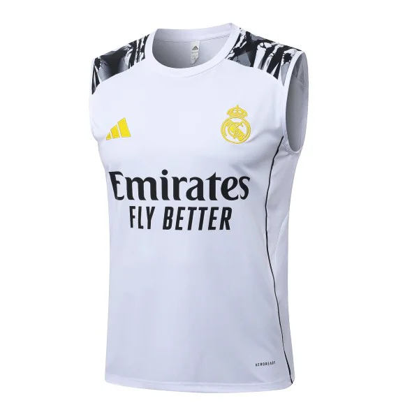 Camiseta Sin Mangas Real Madrid 2025 2026 Blanco Amarillo Negro Real Madrid Camiseta 2025 2026 Blanca - Camiseta Real Madrid | tiendasdefutboles