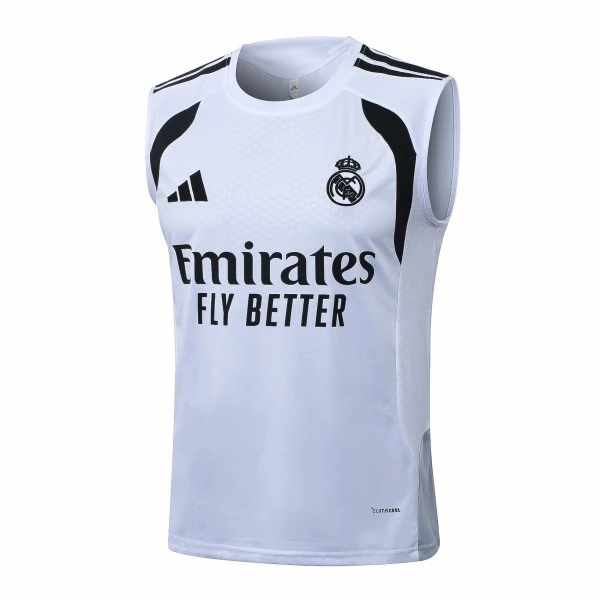 Camiseta Sin Mangas Real Madrid 2026 2027 Blanco Negro Real Madrid Camiseta 2026 2027 Blanca - Camiseta Real Madrid | tiendasdefutboles