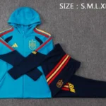 Conjunto Completo Chaqueta Con Capucha España 2026 Azul Rojo