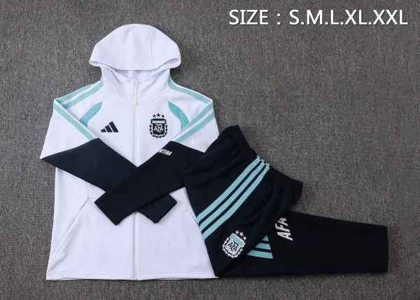 Conjunto Completo Chaqueta Con Capucha Niños Argentina 2026 Blanco Azul Argentina Niños Conjunto 2026 Blanco - Argentina Niños Barata | tiendasdefutboles