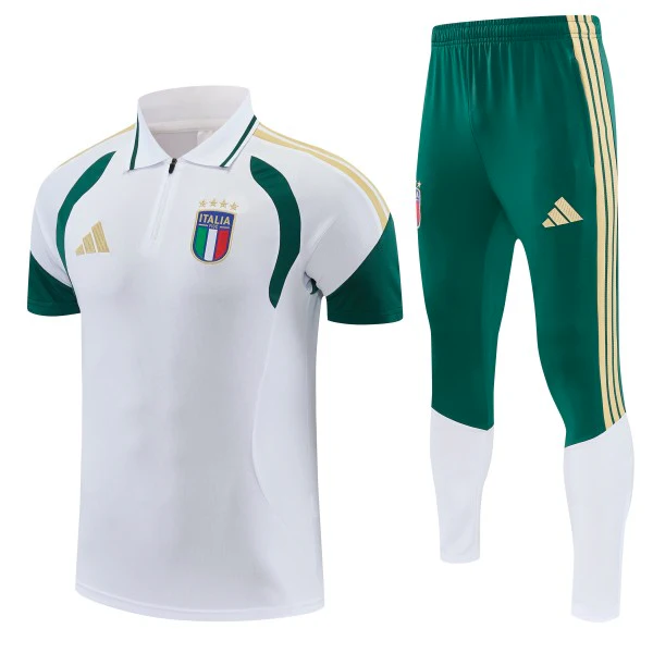 Conjunto Completo Polo Italia 2026 Blanco Verde Italia Conjunto 2026 Blanco - Equipación Italia | tiendasdefutboles