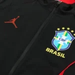 Conjunto Completo Rompevientos Brasil 2026 Negro Rojo