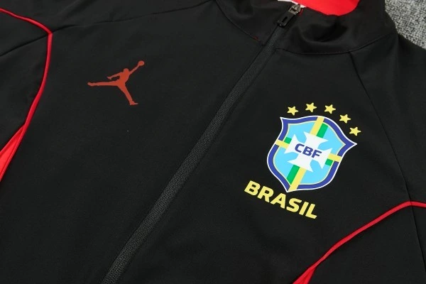 Conjunto Completo Rompevientos Brasil 2026 Negro Rojo Brasil Conjunto 2026 Negro - Brasil Barata | tiendasdefutboles