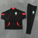 Conjunto Completo Rompevientos Brasil 2026 Negro Rojo