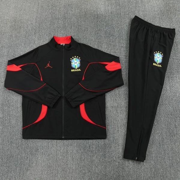 Conjunto Completo Rompevientos Brasil 2026 Negro Rojo Brasil Conjunto 2026 Negro - Brasil Barata | tiendasdefutboles