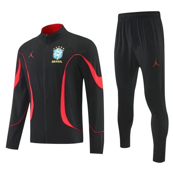Conjunto Completo Rompevientos Brasil 2026 Negro Rojo Brasil Conjunto 2026 Negro - Brasil Barata | tiendasdefutboles