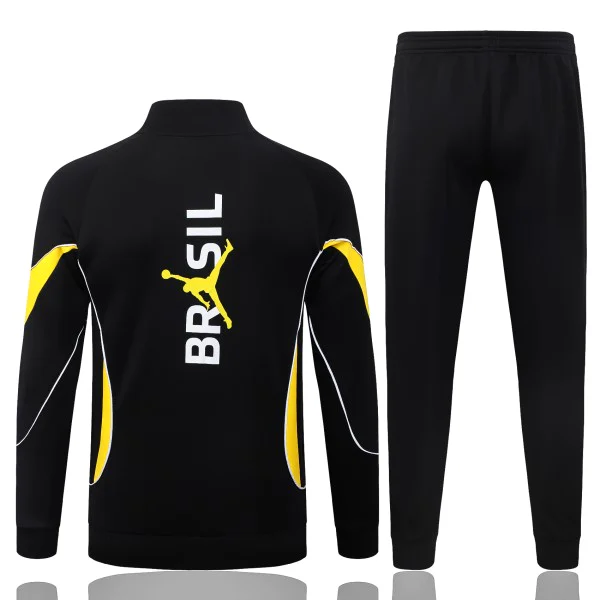 Conjunto Completo Ropa Deportiva Con Cremallera Larga Brasil 2026 Negro I Amarillo Brasil Conjunto 2026 Negro - Brasil Barata | tiendasdefutboles