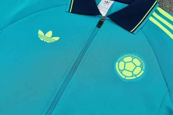 Conjunto Completo Ropa Deportiva Con Cremallera Larga Colombia 2026 Verde Azul Colombia Conjunto 2026 Verde - Colombia Barata | tiendasdefutboles