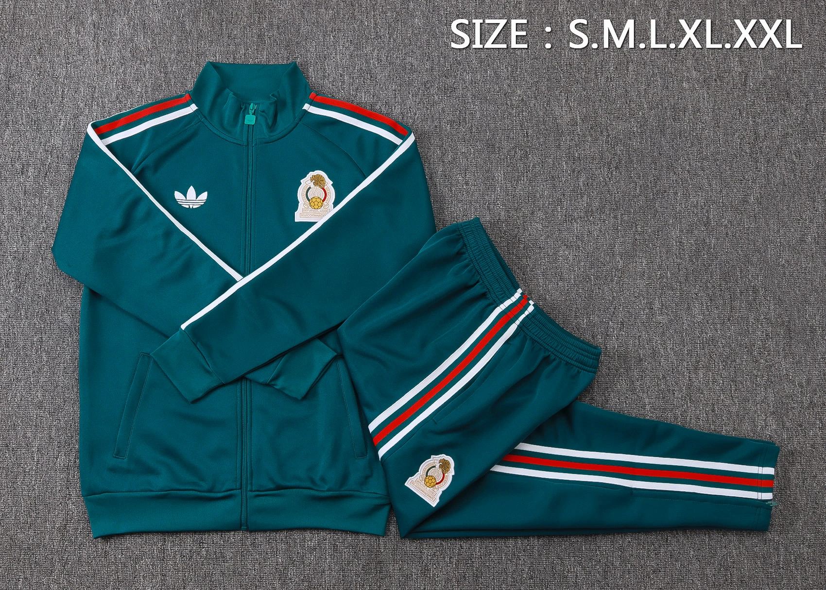 Conjunto Completo Ropa Deportiva Con Cremallera Larga México 2026 Verde I Rojo México Conjunto 2026 Verde - México Barata | tiendasdefutboles