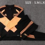 Conjunto Completo Ropa Deportiva Con Cremallera Larga Niños Arsenal 2026 2027 Negro Naranja