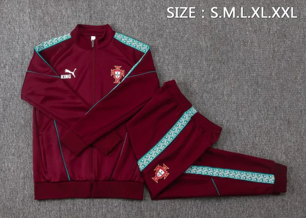 Conjunto Completo Ropa Deportiva Con Cremallera Larga Portugal 2026 Borgona Portugal Conjunto 2026 - Portugal Barata | tiendasdefutboles