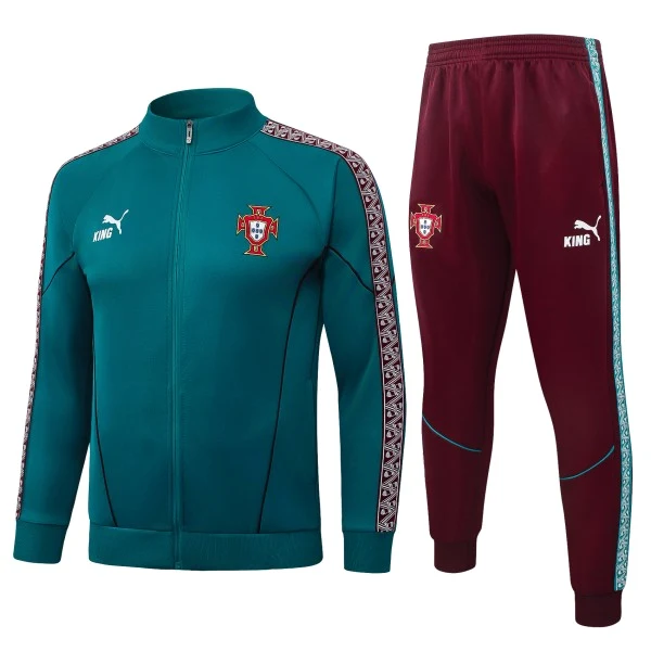Conjunto Completo Ropa Deportiva Con Cremallera Larga Portugal 2026 Verde Borgona Portugal Conjunto 2026 Verde - Portugal Barata | tiendasdefutboles