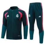 Conjunto Completo Ropa Deportiva Con Cremallera Larga Real Madrid 2026 2027 Verde Marino Rosa