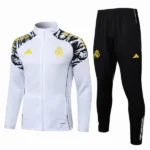 Conjunto Completo Ropa Deportiva Con Cremallera Larga Real Madrid 2025 2026 Blanco Amarillo Negro