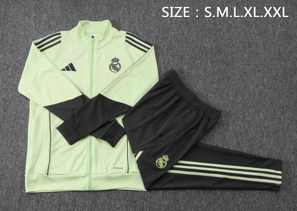 Conjunto Completo Ropa Deportiva Con Cremallera Larga Real Madrid 2025 2026 Verde Gris Real Madrid Conjunto 2025 2026 Verde - Real Madrid Barata | tiendasdefutboles