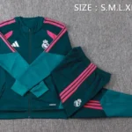 Conjunto Completo Ropa Deportiva Con Cremallera Larga Real Madrid 2026 2027 Verde Marino Rosa