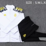 Conjunto Completo Ropa Deportiva Con Cremallera Larga Real Madrid 2025 2026 Blanco Amarillo Negro