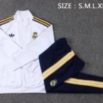 Conjunto Completo Ropa Deportiva Con Cremallera Larga Real Madrid 2026 2027 Blanco Amarillo Azul Marino