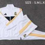 Conjunto Completo Ropa Deportiva Con Cremallera Larga Real Madrid 2026 2027 Blanco Azul Amarillo